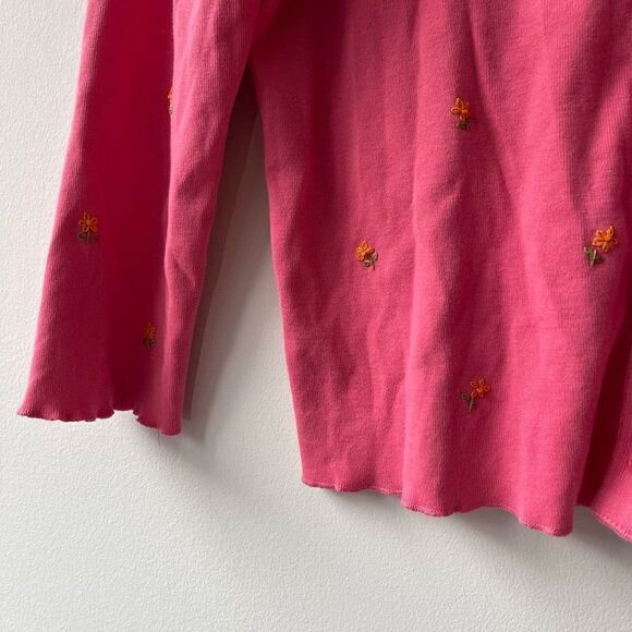 Rafaella Women's 100% Cotton Pink Tiny Flower Embroidered Cardigan Long Sleeve P - Picture 4 of 8